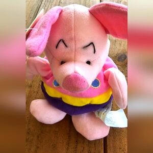 NWT Vintage DISNEY Winnie The Pooh "Easter Egg PIGLET" Bean Bag Plush